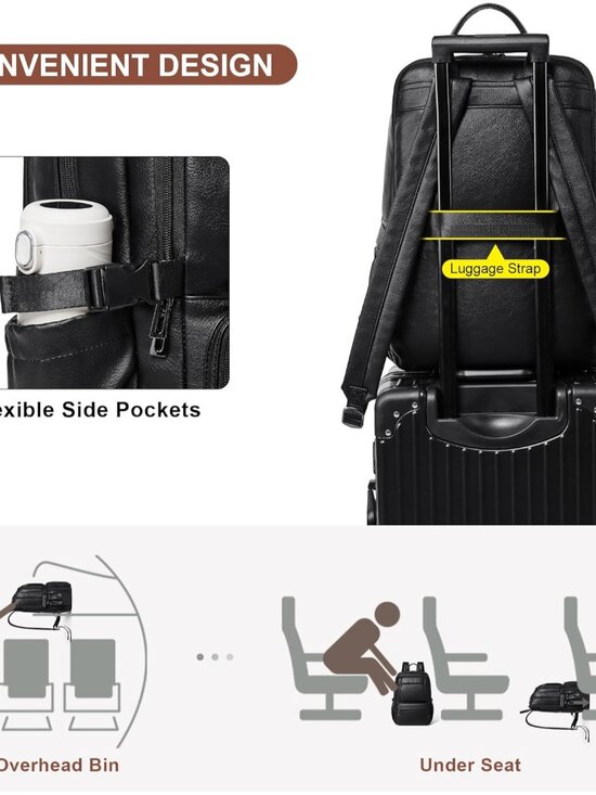Professional Vegan Leather 17-Inch Laptop Backpack & Travel Tote main image 5